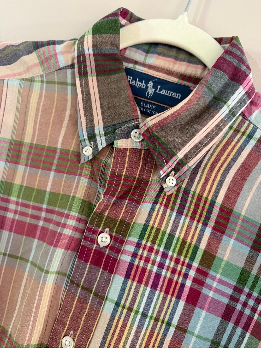 Ralph Lauren Multicolor Plaid Button-Down Shirt with Green and red Accents
